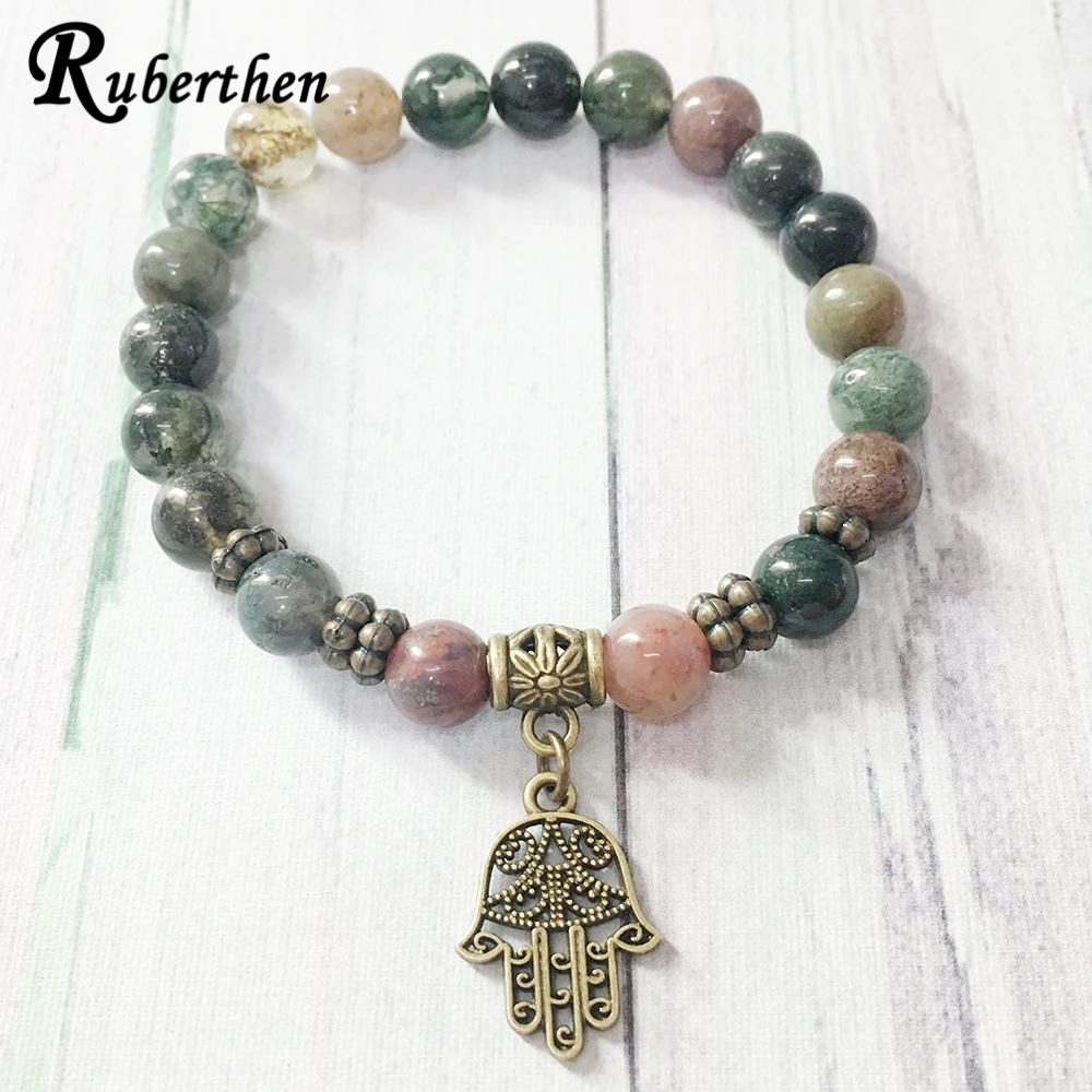 Ruberthen 2019 новый дизайн модные бусины браслет латунь Подвеска Хамса Йога индийские
