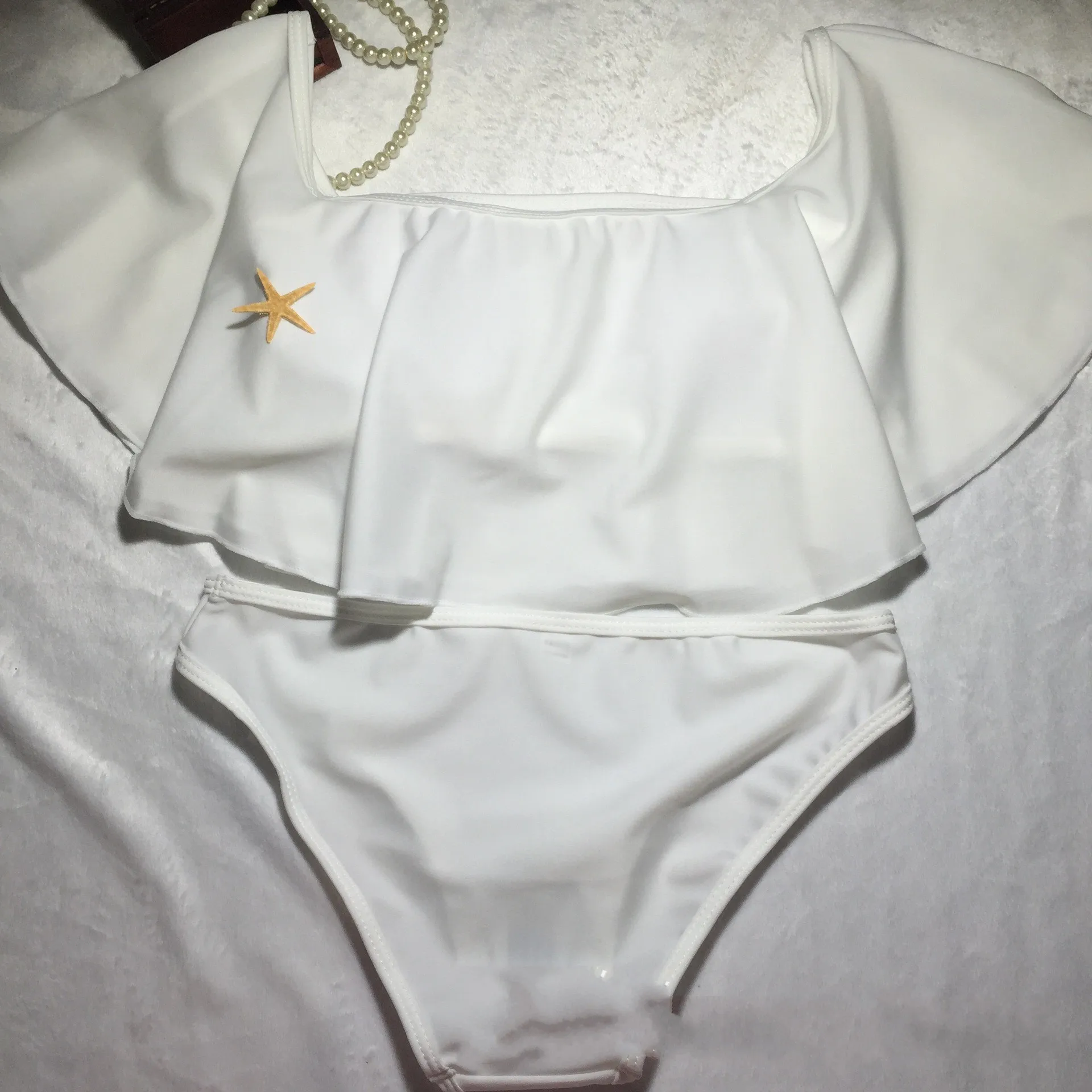 

New Sexy Women Bathing Suit Bandeau Ruffled Bikini Women Flounce Strapless Swimsuit Swimwear Biquini Maillot De Bain 2021