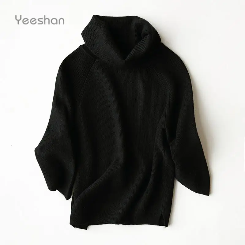 Yeeshan 90s Stand Collar Sweater Undershirt Woolen Knit Vintage Sweaters Women's and Pullovers Brand Autumn Coats | Женская одежда