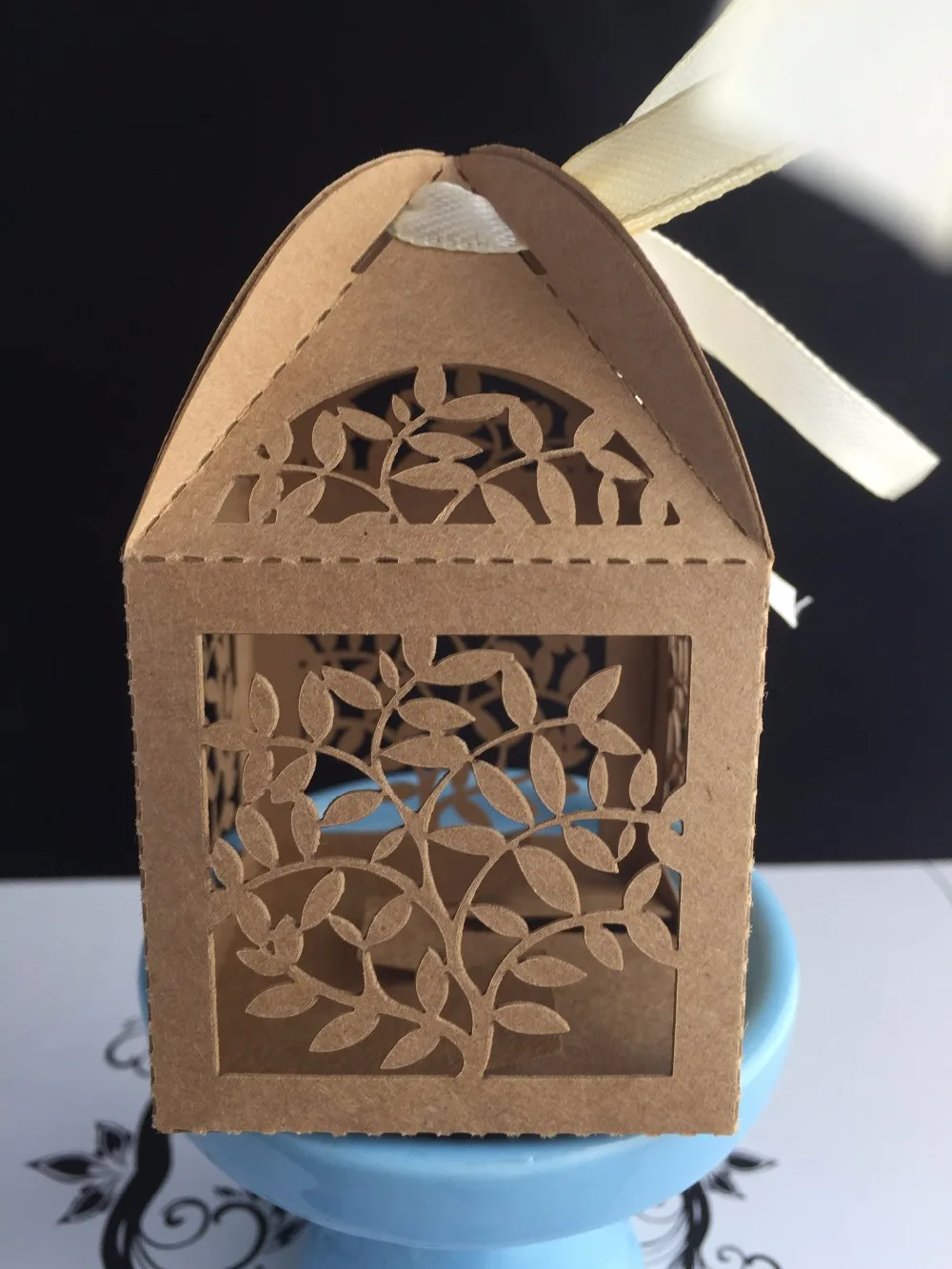 100 шт. гетры с рисунком листьев крафт бумаги Бумага лазерная резка свадебный