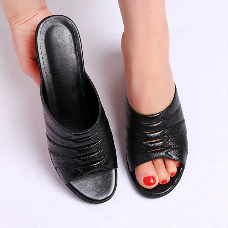 ?? 奪う猫外ラインストーンスリッパ Silp にミュールのぞき見女性の夏の靴平方ヒールパーティースライドフリップ 44 46