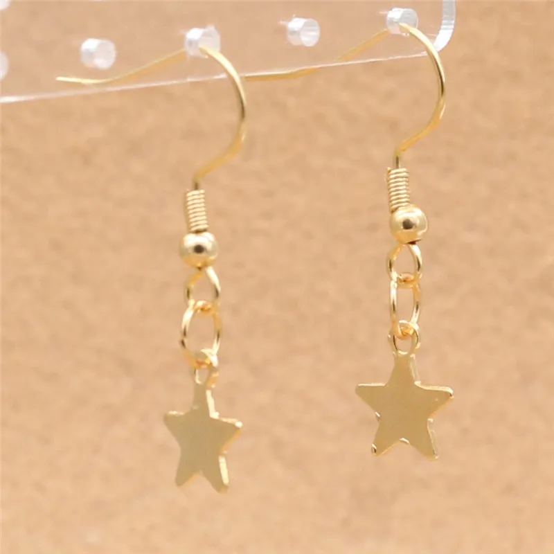 

316 L Stainless Steel Real-golden Plated Women Brief Drop Earrings Classical star Charms Never Fade Anti Allergy