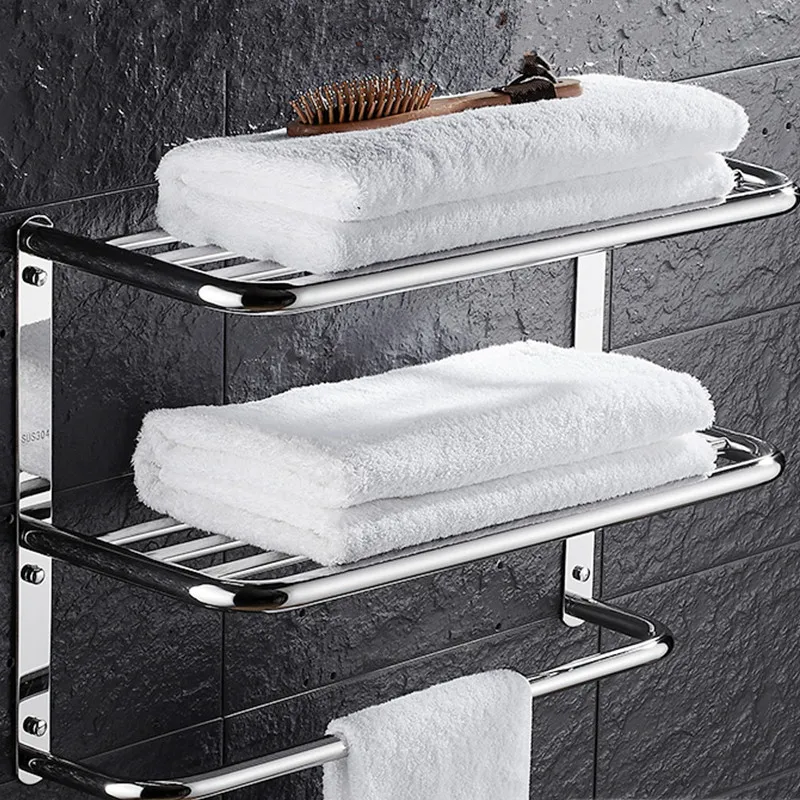 sus 304 stainless steel bathroom shelf 3 layers square for cosmetic and shapoo bathroom towel rack hanger multi use bathroom set