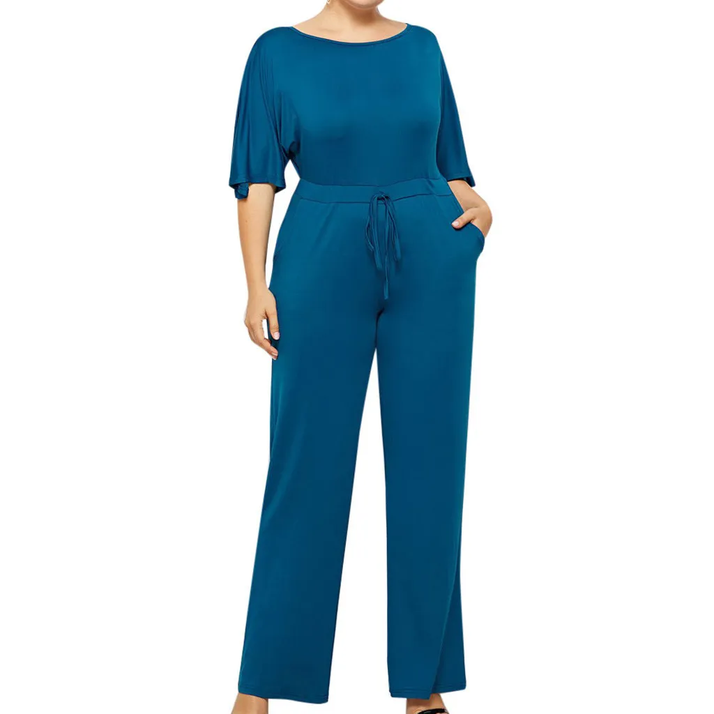 Комбинезоны размера плюс с карманами комбинезоны со шнуровкой полуоднотонные