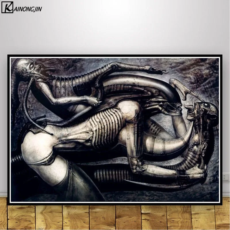 Постеры и принты Hr Giger Li II постер с изображением чужого ужаса произведение искусства Ретро Холст Живопись стены искусство картина для гостиной домашний декор