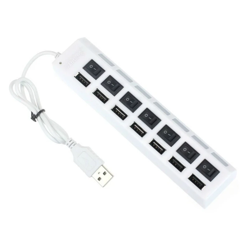 7-портовый светодиодный концентратор USB 2 0 высокоскоростной адаптер 480 Мбит/с