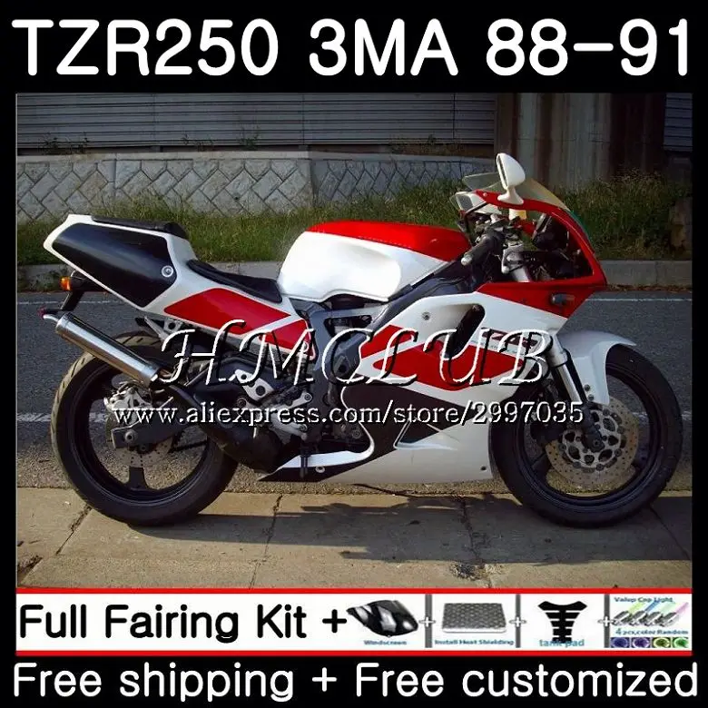 Корпус обтекателя Для YAMAHA красный белый цвет Φ 3MA TZR 250 1988 1989 1990 1991 5HC.10 TZR250RR TZR250 RS RR
