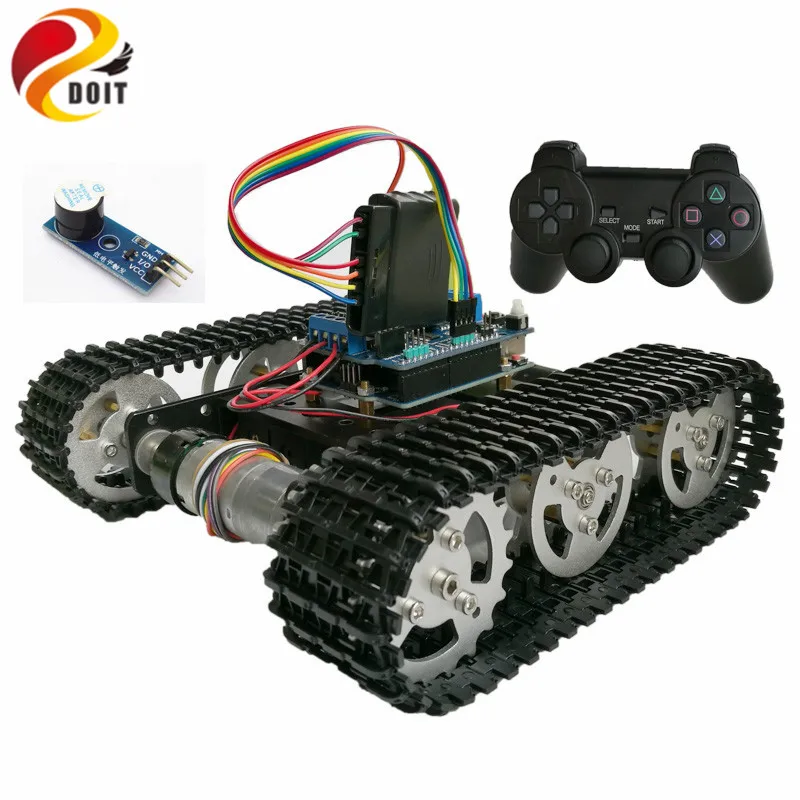 Беспроводное управление Смарт RC робот комплект PS2 джойстик Танк шасси автомобиля с Arduino Uno R3 двигатель Щит DIY игры Playstation