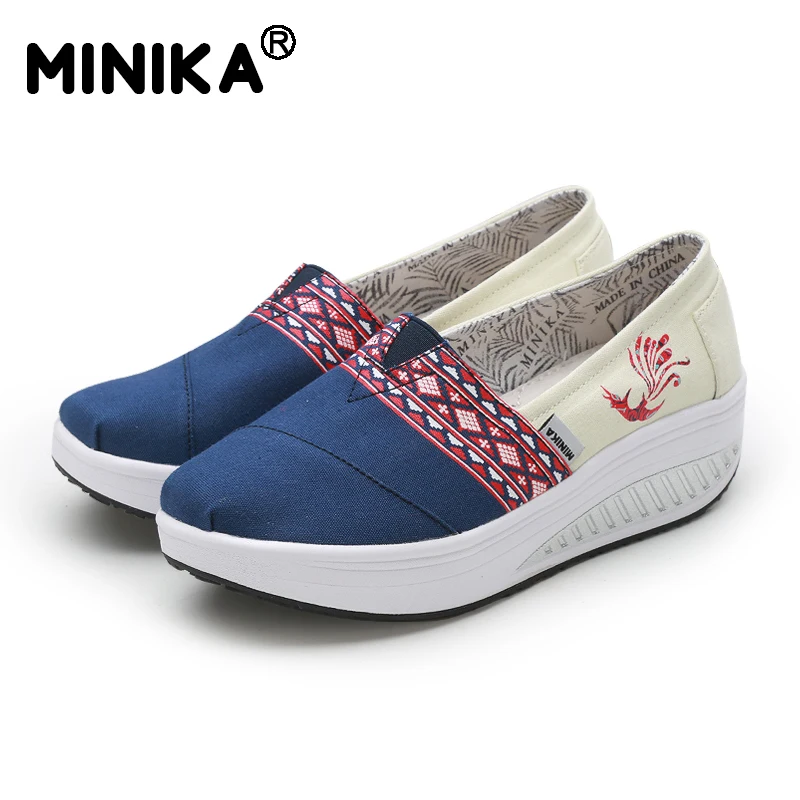 Minika/Дизайнерские женские кроссовки летние на танкетке Femme криперы Повседневная