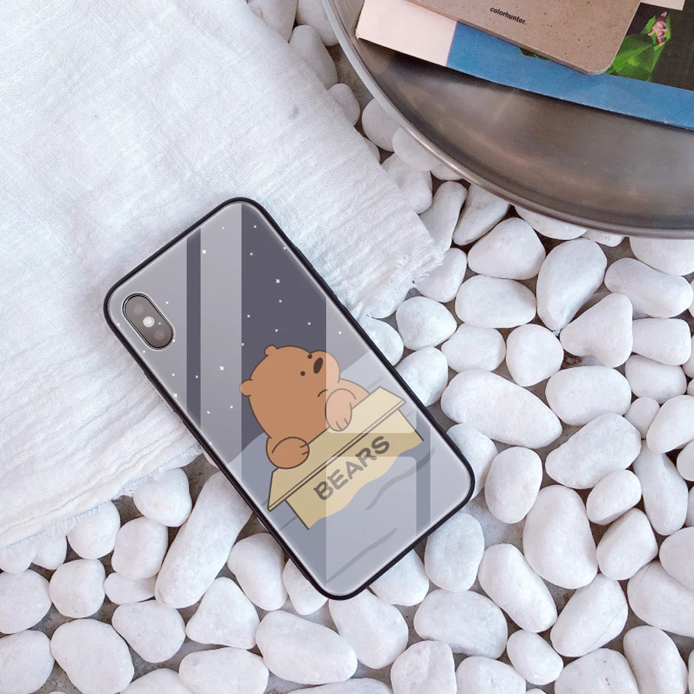 Заказной чехол из закаленного стекла для телефона для iphone 11 Pro XS MAX XR 5 5S SE чехол Мы Голые Медведи DIY чехол для iphone 8X7 Plus 6s capa - Цвет: 20433