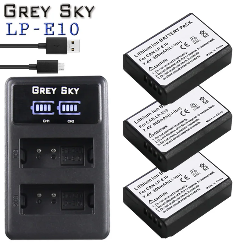 charger and 3battery LP-E10 LP E10 LPE10 Камера Батарейки+ ЖК-дисплей USB Dual Зарядное устройство для цифровой однообъективной зеркальной камеры Canon EOS 1100D 1200D 1300D поцелуй X50 X70 X80 Rebel T3 T5 T6 L15 - Цвет: charger and 3battery