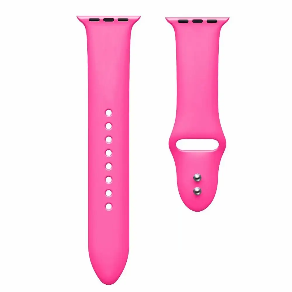 Barbie Pink 10 шт./лот 22 2 цвета пряжки твердый силикон ремешок для наручных часов Apple Watch Смарт i-Watch 38/40/42/44 мм браслеты 1/2/3/4G браслет - Цвет: Barbie Pink