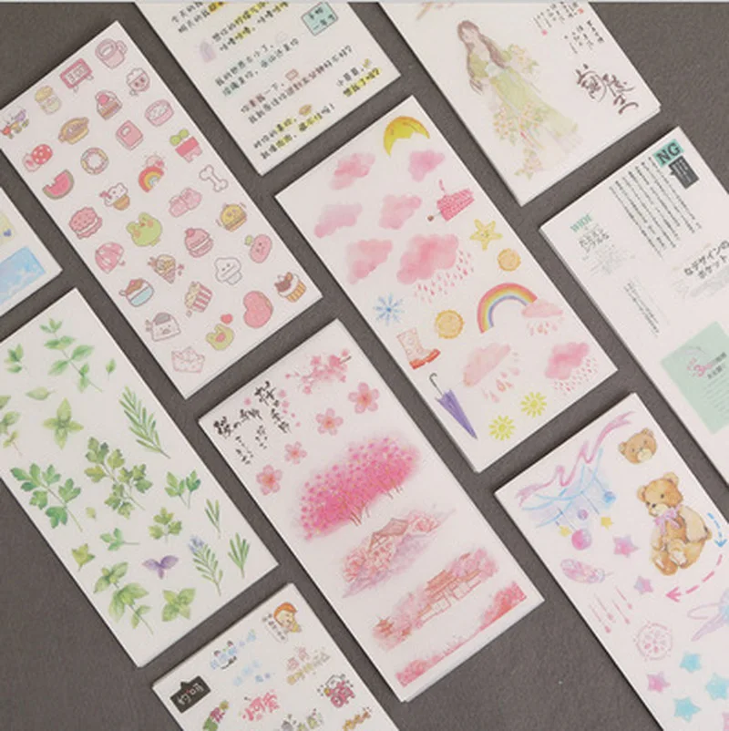 6 Sheets/Set Unicorn Sticker Stationery Kawaii Sticker Flakes Novelty Cartoon Custom Stickers Diary Decoration Cute Stickers