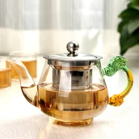 350ml handmade teapot with filter heat resistant glass tea pot infuser stainless steel kettle wholesale tea pots drinkware