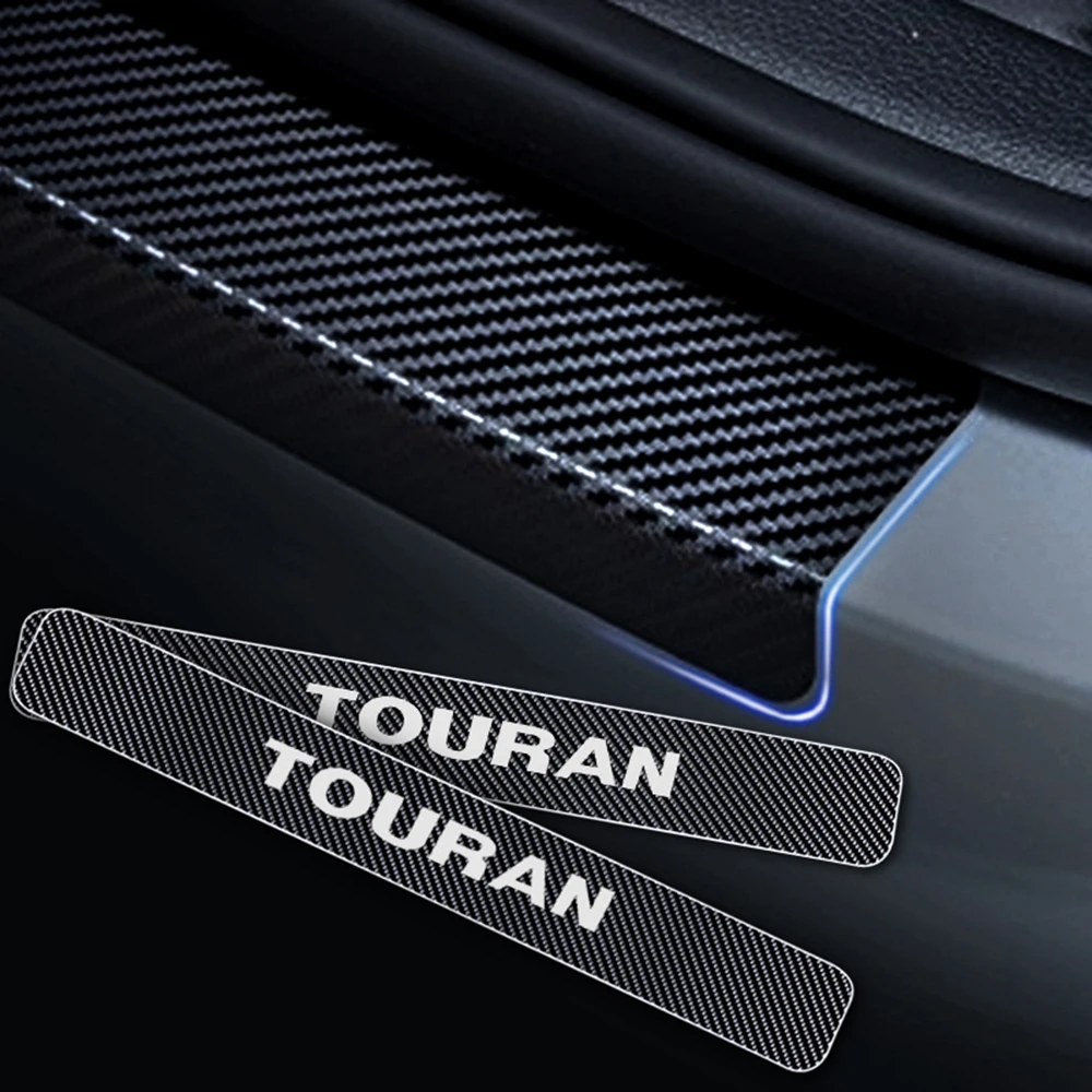Защита двери автомобиля для Volkswagen VW Touran, автомобильный порог, приветственная наклейка на педаль, 4D виниловая наклейка из углеродного волокна для стайлинга автомобиля, 4 шт