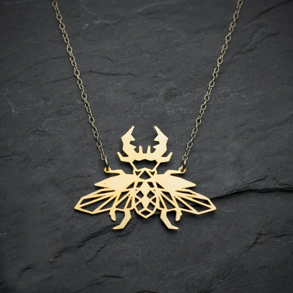 NianDi Unique Beetle Necklace Insect Animal Geometric Pendant Jewelry Party Accessories YLQ0556 | Украшения и аксессуары