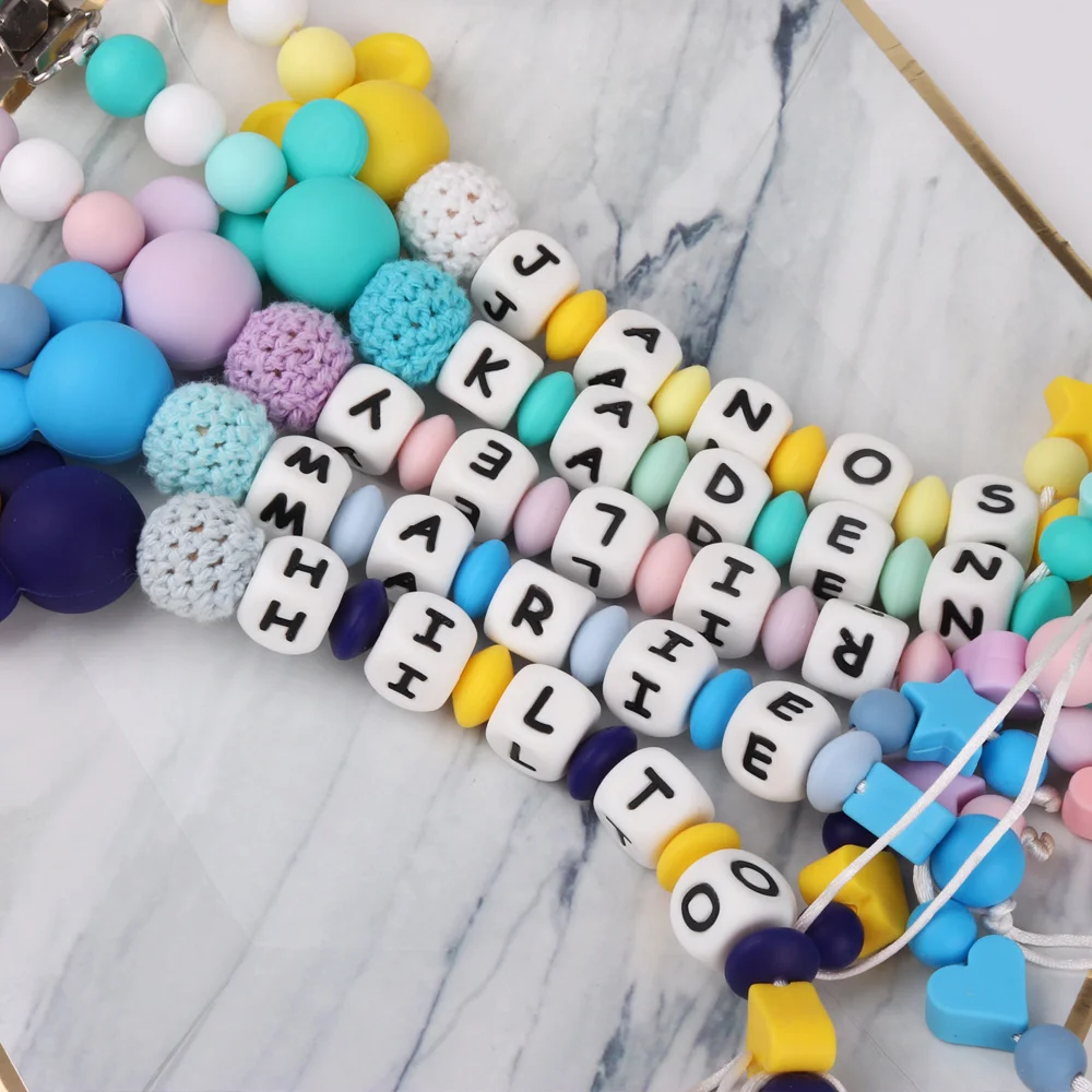 TYRY. HU 1 шт DIY силиконовая Детская Соска-пустышка с клипсой, персонализированное имя, красочная Соска-пустышка с цепью для прорезывания зубов, BPA бесплатные силиконовые счеты, пустышка