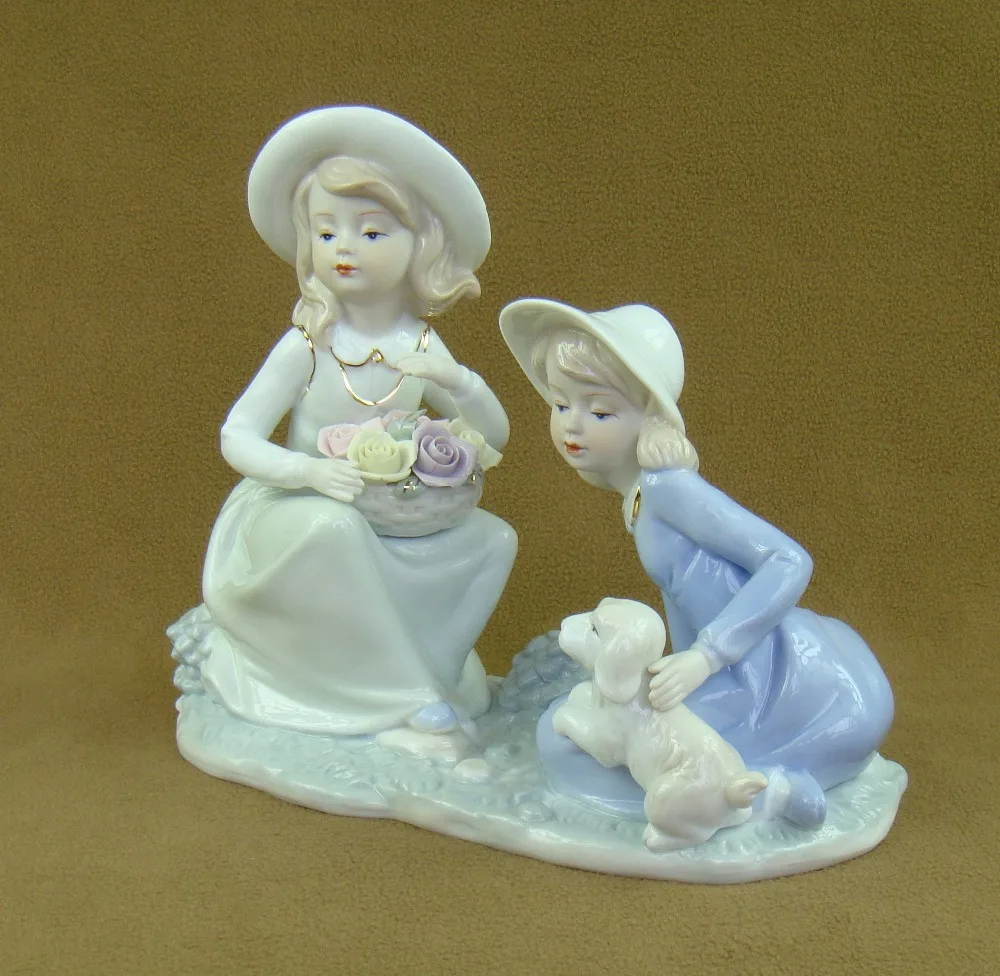 Винтажная фарфоровая статуэтка для детей и домашних животных Керамическая кукла