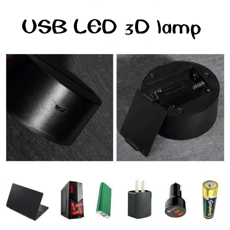 Настольная лампа светодиодная цветная с дистанционным управлением 3d|3d light|usb led