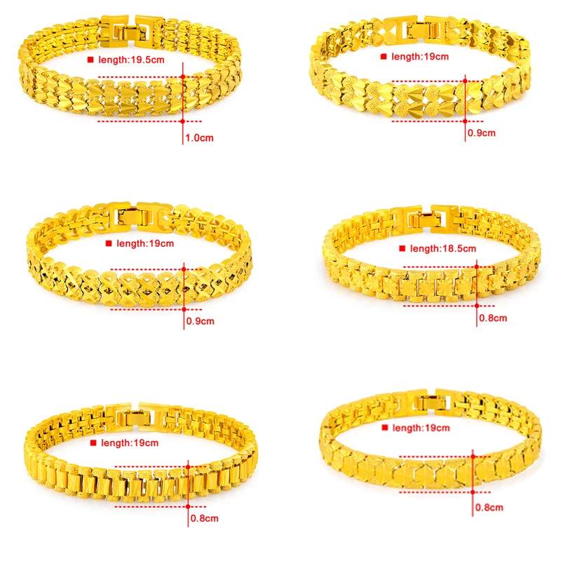 pure Gold Color Bracelets &amp Bangles for women men 24k gold GP 8MM 9mm 10mm wide bracelet womens wedding jewelry Drop Shipping | Украшения