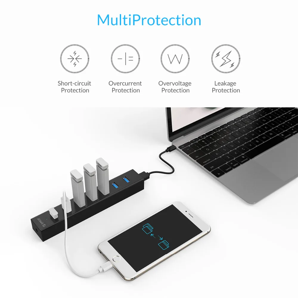 Высокоскоростной Концентратор ORICO H7013 с 7 портами USB 3 0 портативный Настольный usb