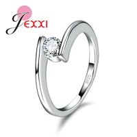 925 sterling silver ring simple romantic style embellished with white crystal for women wedding ceremony accessories gift