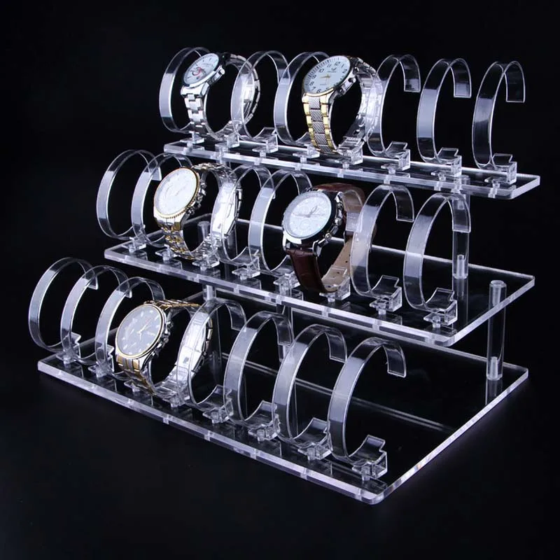 Акриловый прозрачный 3 слойный дисплей для часов полка рамка 24 стенды Браслет