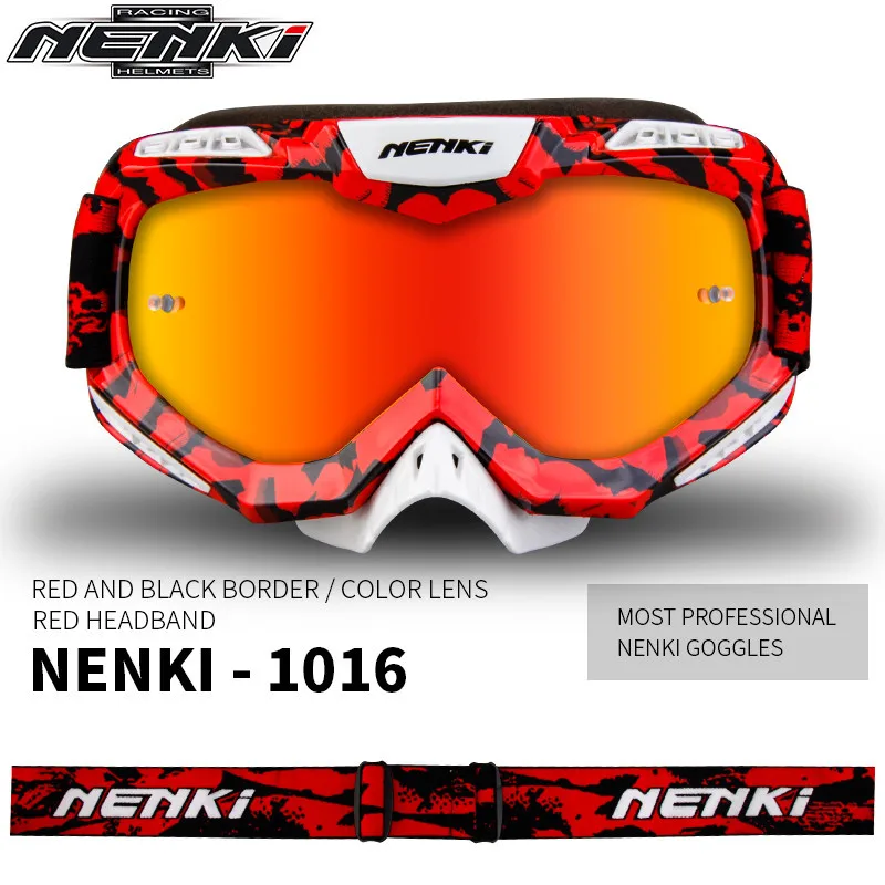 Red Black NENKI очки для мотокросса беговые лыжи сноуборд ATV маска Oculos Gafas мотоциклетный шлем 1016-1 MX очки - Цвет: Red Black