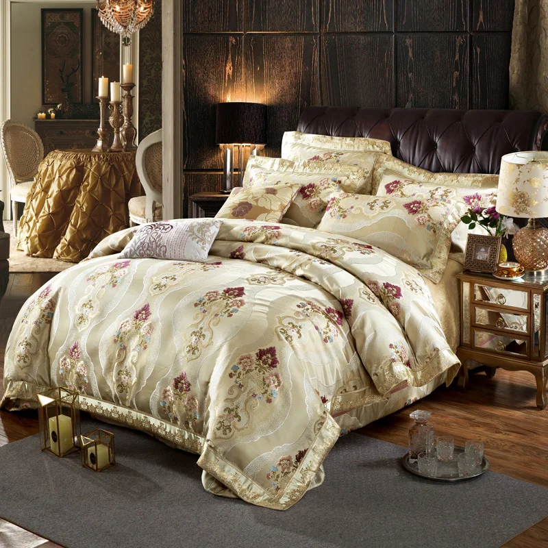 ARNIGU Double bed jacquard bedlinen 4pcs set King size Silk Cotton bedclothes Duvet cover Coverlet/bedspread Luxury Bedding sets | Домашний