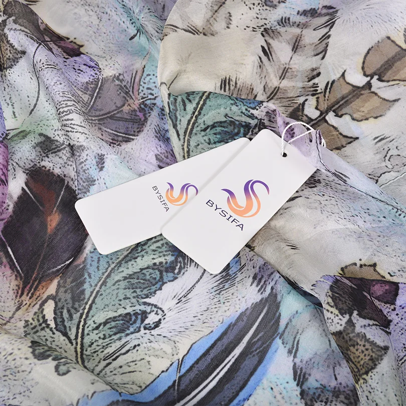 Женский Длинный пляжный шарф BYSIFA фиолетовый или серый из 100% чистого шелка