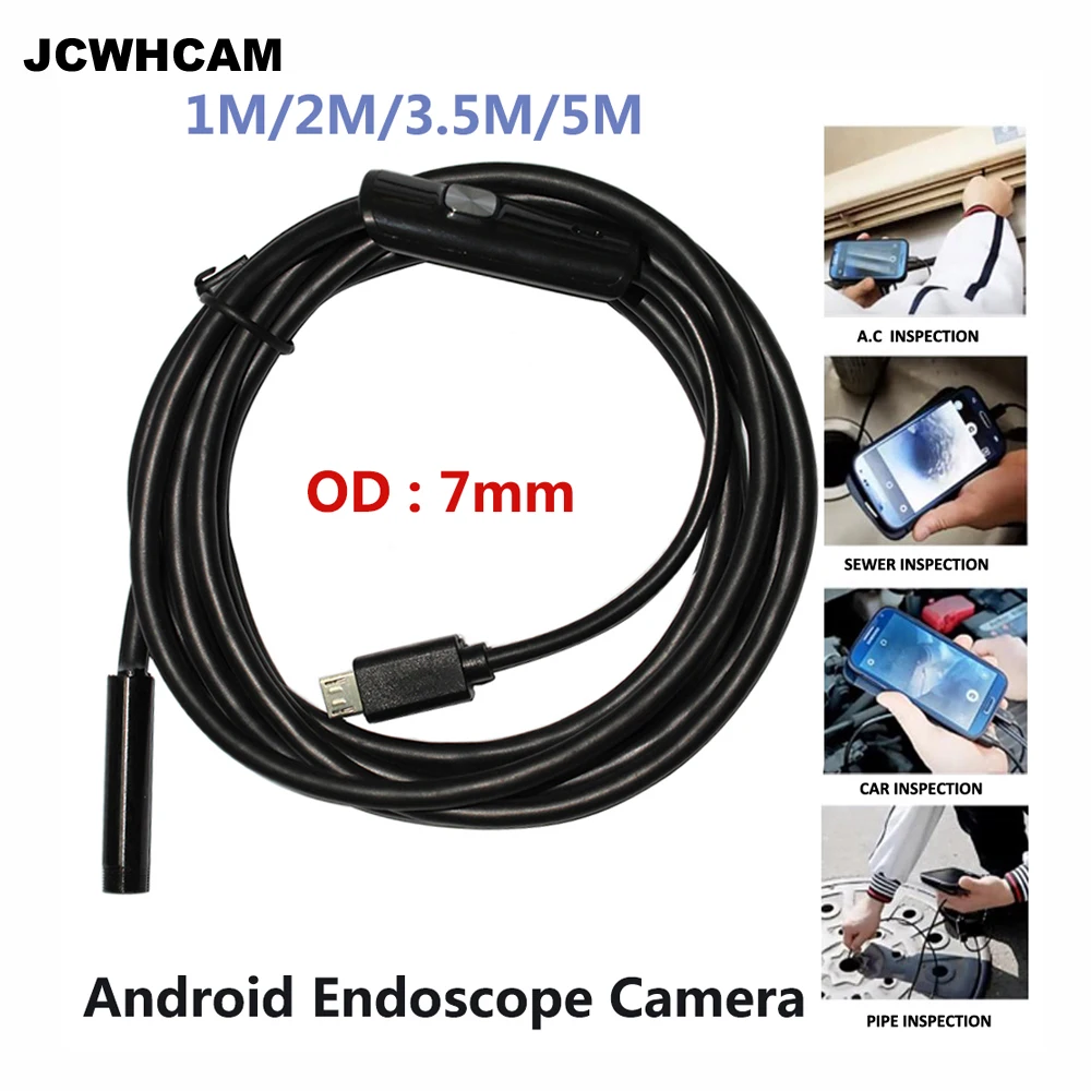 Камера Эндоскоп JCWHCAM с фокусом 7 мм 1 м/1 5 м/2 м/3 м/5 м 6 светодиодов Водонепроницаемый