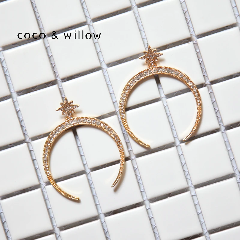 Коко & ива звезда и полумесяц блестящие Висячие серьги для женщин последняя мода