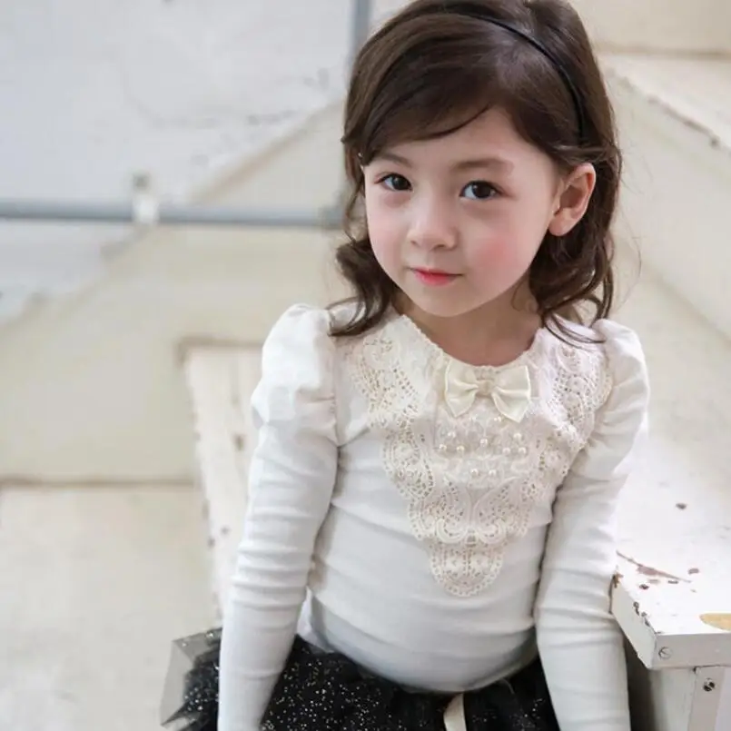 design 2 white Новинка г. одежда для весны, осени, зимы школьные рубашки для девочек Дети белый длинный рукав Шнуровка с бантиком для девочек топы и блузка одежда для малышей JW3258 - Цвет: design 2 white
