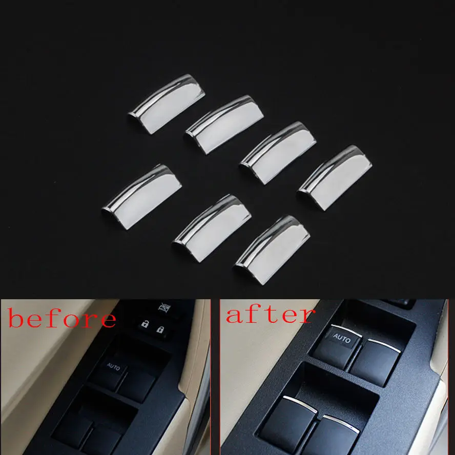 

7 шт., хромированные кнопки из нержавеющей стали для автомобильного стеклоподъемника, декоративная крышка для отделки, подходит для Toyota RAV4 ...