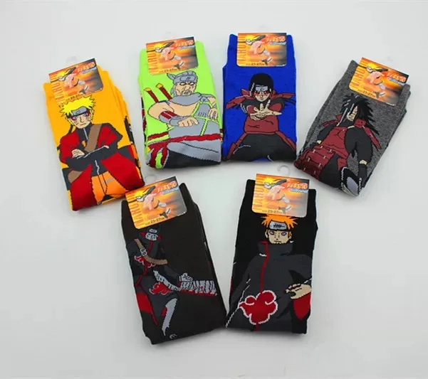 Мужские хлопковые носки всесезонные аниме calcetines Наруто модные хип-хоп забавные