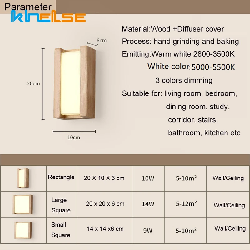 

Nordic Wooden LED Wall Light Bedside Wall Lamp Wall Sconce Porch Light Modern Ceiling Down Light Bedroom Study 9W 10W 14W 85-285