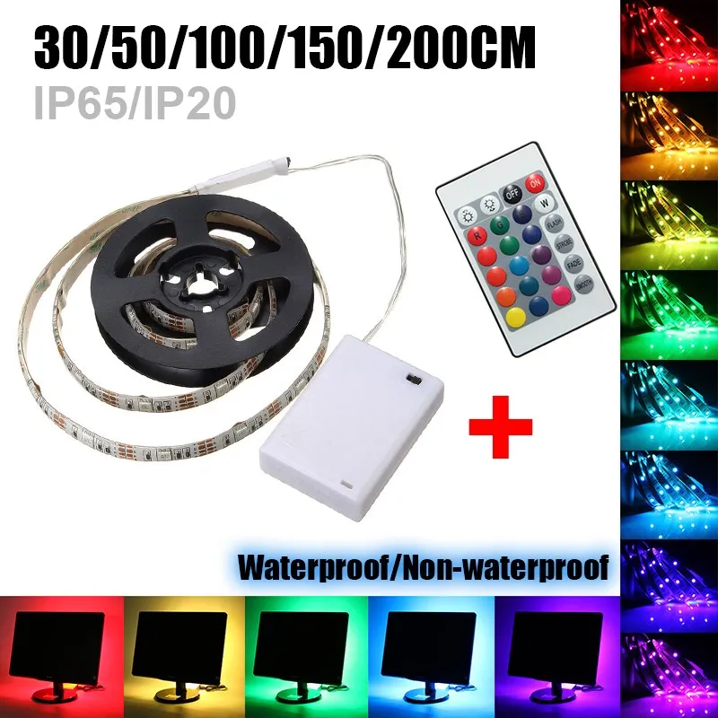 Гибкая 30/50/100/150/200 см Светодиодные ленты светильник RGB 5050 SMD Водонепроницаемый/не