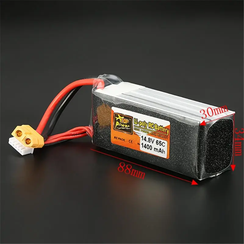 ZOP Power 14 8 V 1400mAh 65C 4S Lipo батарея перезаряжаемая XT60 Разъем для RC мультикоптера