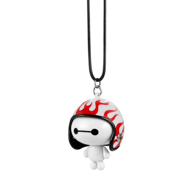 Автомобиль кулон милый шлем робот Baymax куклы висячие украшения автомобили Зеркало заднего вида подвеска украшения аксессуары Подарки - Название цвета: Flame