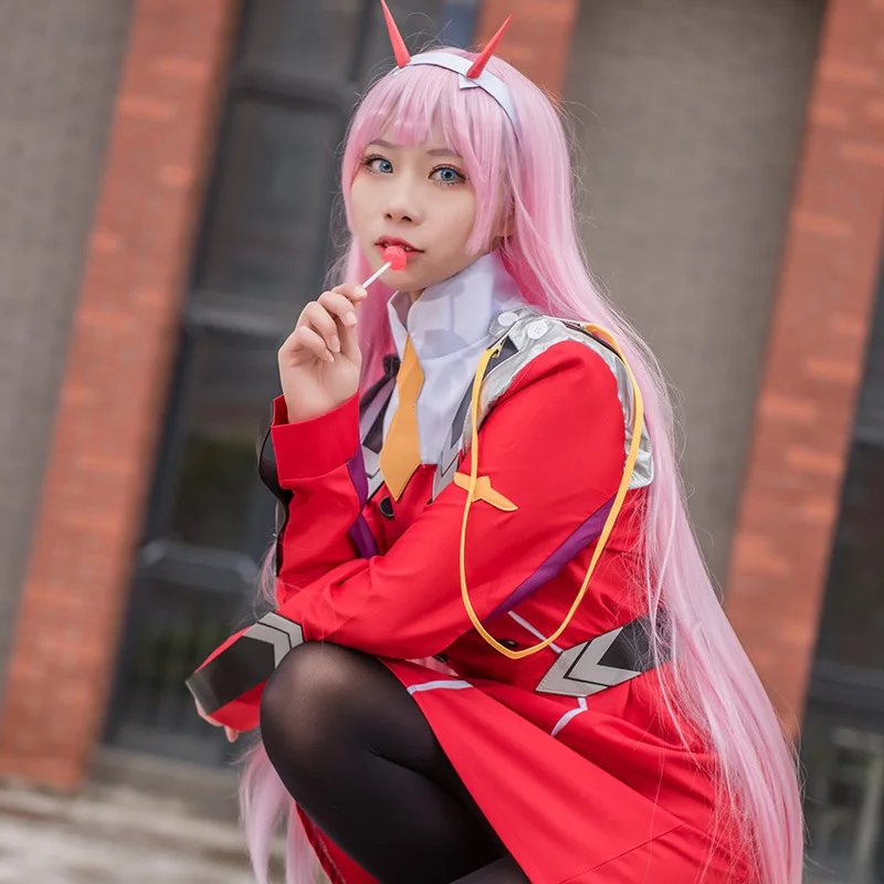 Полный комплект DARLING in the FRANXX Zero Two MIKU Косплей 02 Cosutme (платье + головной убор носки) |