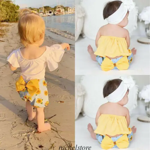 Комплект детской одежды из 2 предметов для маленьких девочек летний укороченный