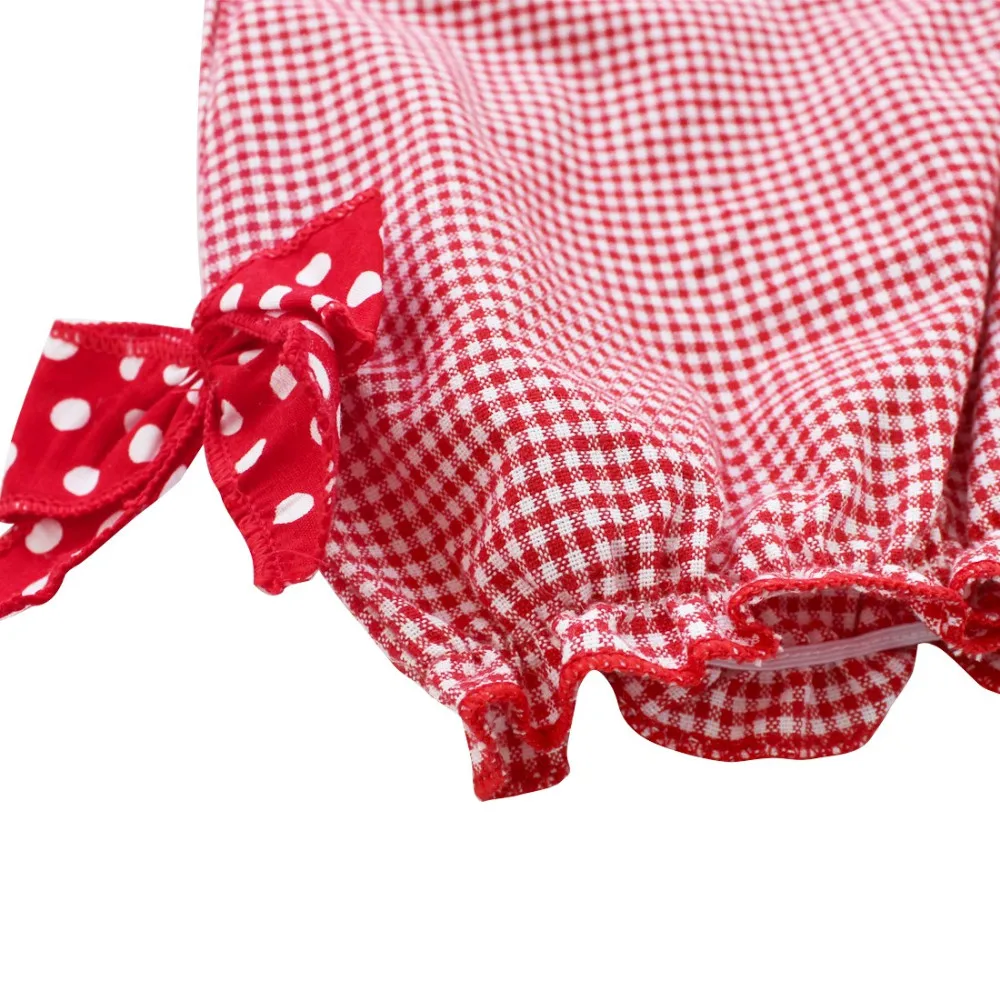 Детский летний комбинезон в клетку с Санта Клаусом|romper clothes|newborn babyplaid romper |