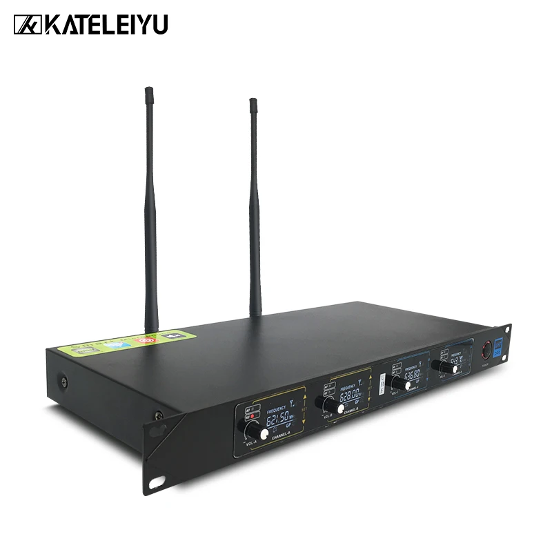 Профессиональная беспроводная металлическая микрофонная система UHF 4-канальный