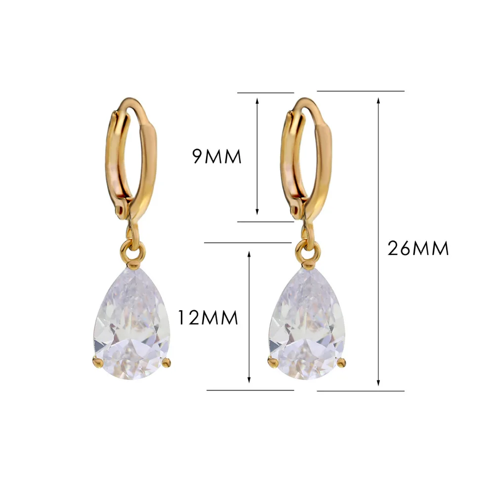 

KAYMEN Fashion Woman Jewelry Inlaid Water Drop Cubic-Zirconia Golden Cute Girls' Drop Earrings for Girls Dangle Earrings 1188