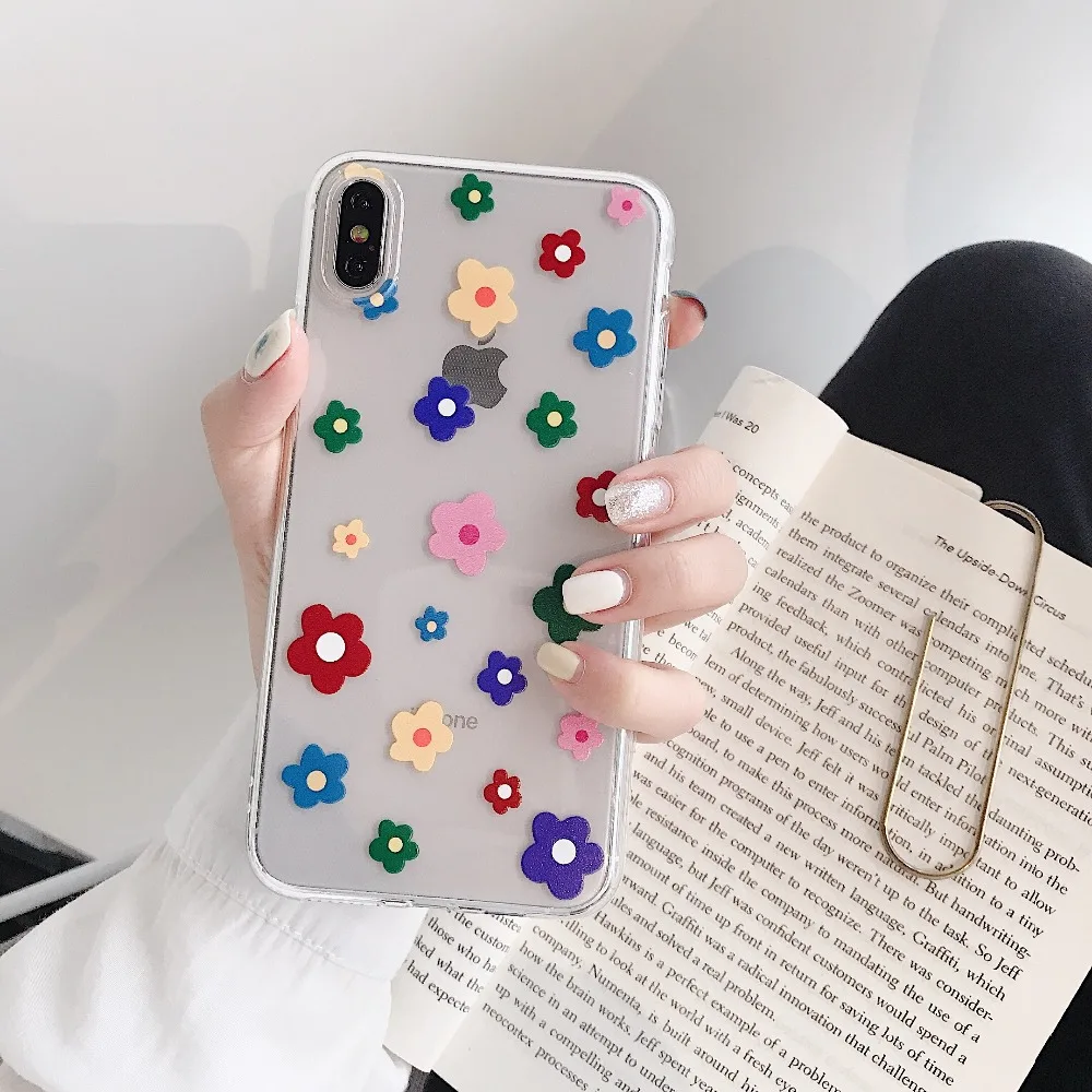 ORYKSZ цветочный силиконовый чехол для телефона iPhone 7 8 Plus XS Max XR милые розовые