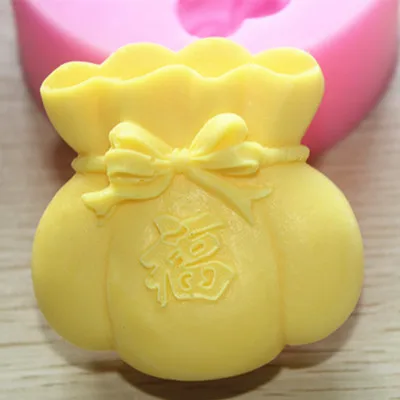 

C337 Silicone mold Lucky Bag shape handmade soap candle mold Chocolate Fondant cake mould Baking mold DIY tools