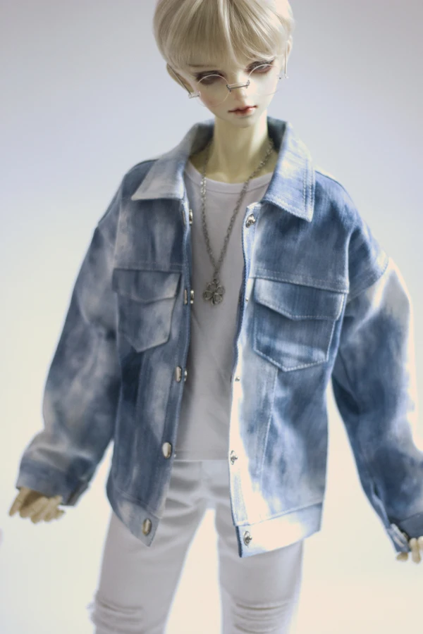 Одежда для кукол BJD 1/3 1/4 1/6 MSD джинсовое повседневное пальто синего и белого цвета