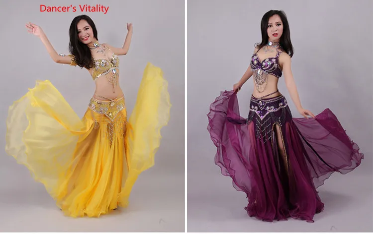 Handmade Beaded Embroidery Bra Skirt Belly Dance Costume For Women Oriental Dress For Dance set custom made Free Shipping
