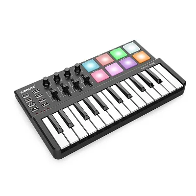 Colorful Pads Миди клавиатуры USB 25 ключ MIDI контроллер клавиатуры мини Портативный 25 ключ MIDI контроллер клавиатуры барабан тормозных колодок с USB кабелем - Цвет: Colorful Pads