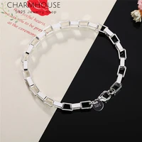 charmhouse 925 silver bracelet for men women 4mm square box chain link bracelet wristband pulseira femme wedding jewelry bijoux